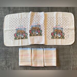 Vintage Cannon FrancoTeddy Bear Couple Dish Rag Set of 6